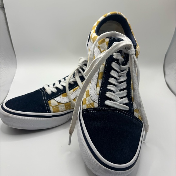 Vans Off The Wall Old Skool Pro Dress Blue/Yellow Checkerboard Skate Mens Size 9 - Picture 10 of 11